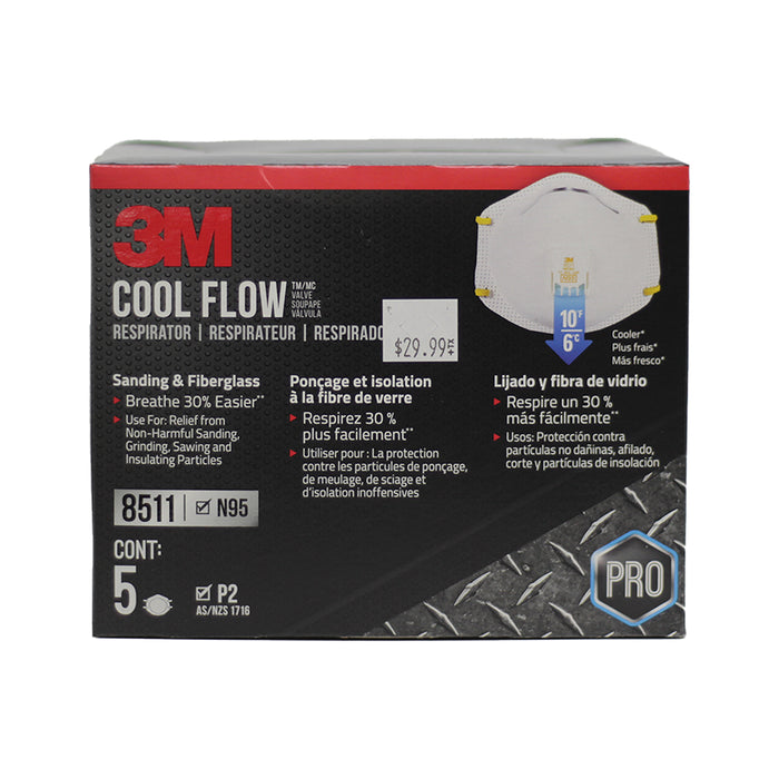 3M Cool Flow N95 Sanding & Fiberglass Respirator (5 Pack)