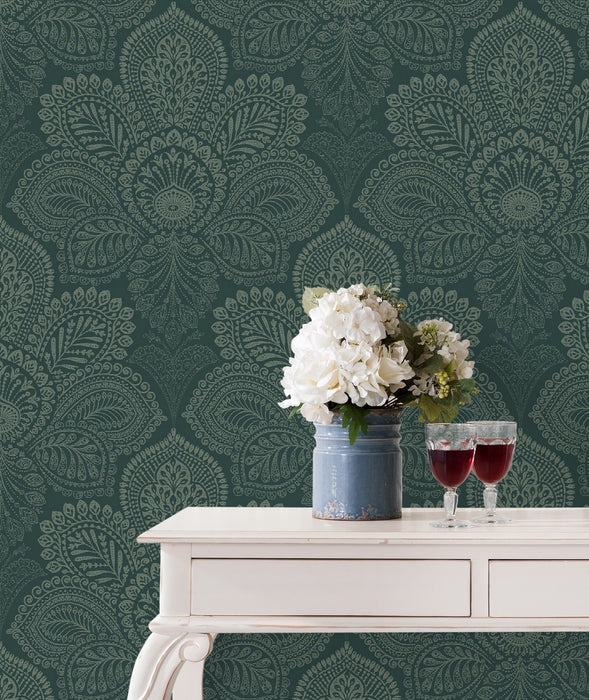 Triumph Medallion in Forest Green - A-Street Wallcoverings