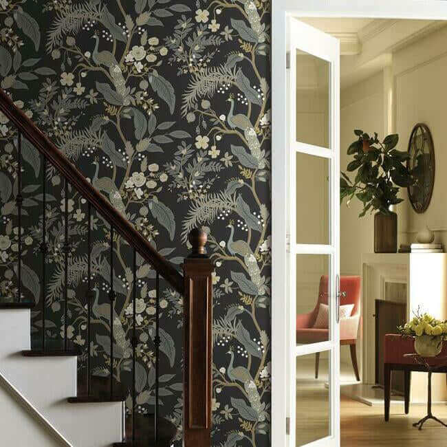 Peacock Black Wallpaper | York Wallcoverings