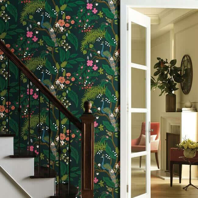 Peacock Black Wallpaper | York Wallcoverings
