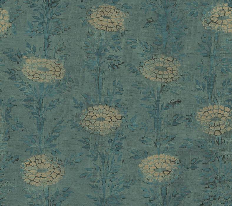 French Marigold Wallpaper Teal | York Wallcoverings