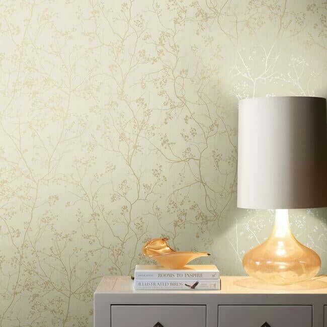 Luminous Branches Black Wallpaper | York Wallcoverings