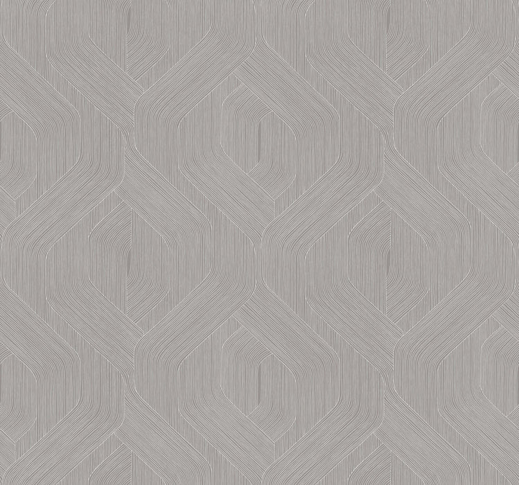Fine Line Taupe Geometric Wallpaper | York Wallcoverings