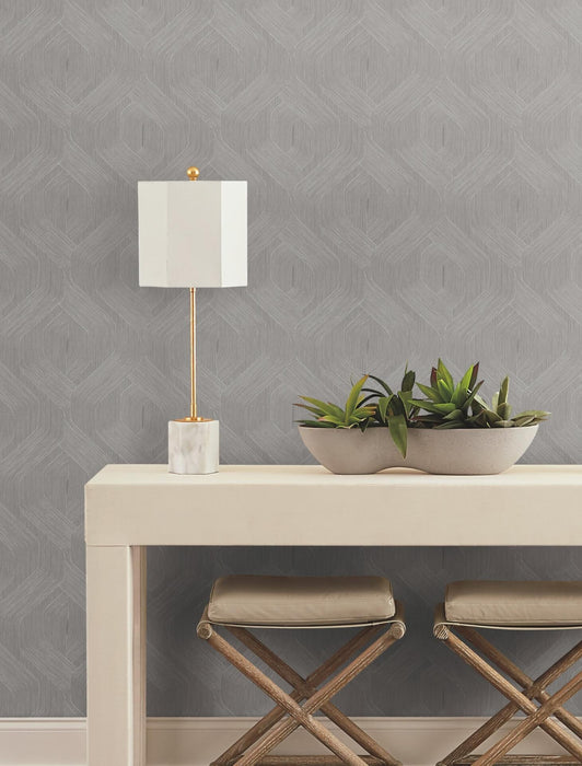 Fine Line Taupe Geometric Wallpaper | York Wallcoverings