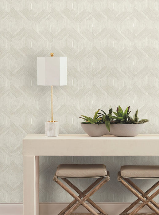 Fine Line Taupe Geometric Wallpaper | York Wallcoverings