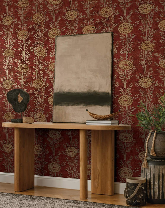 French Marigold Wallpaper Teal | York Wallcoverings