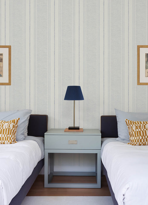 Maddox Sky Blue Flannel Stripe Wallpaper | Chesapeake