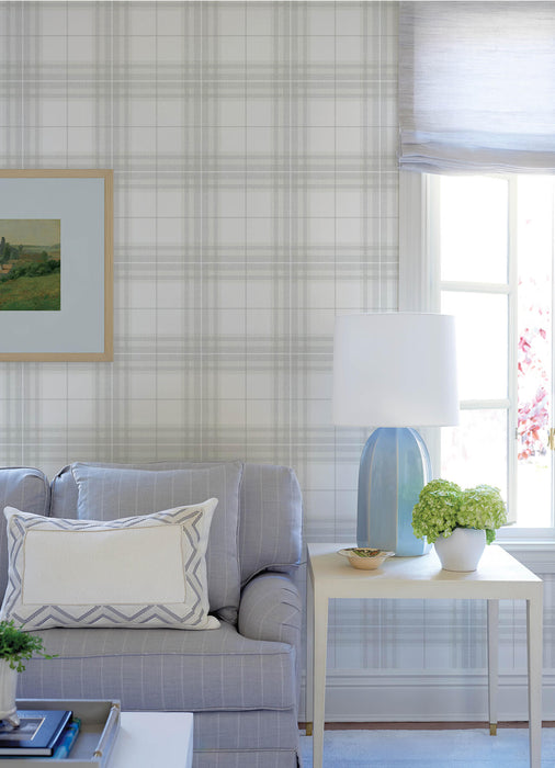 Cabin Check Blue Plaid Wallpaper | Chesapeake