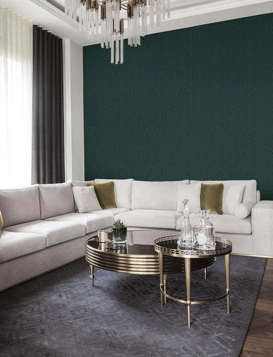 Declan Teal Textured Arches Wallpaper | A-Street Prints