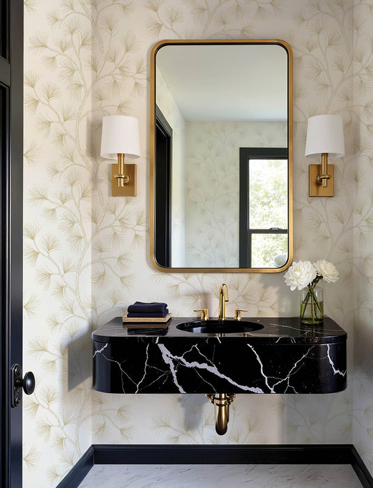 Kismine Gold Botanical Trail Wallpaper | A-Street Prints