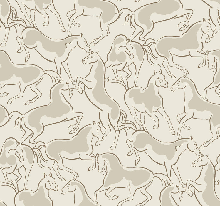 Dressage Beige Stallions Wallpaper | York Wallcoverings