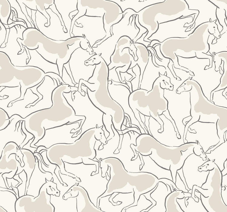 Dressage Beige Stallions Wallpaper | York Wallcoverings