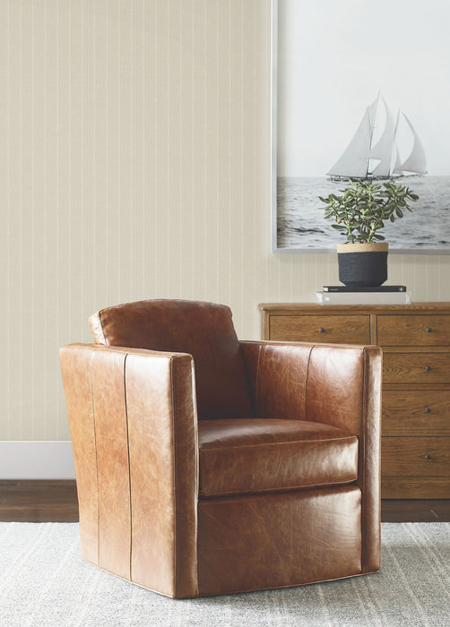 Elkan Stripe Beige Herringbone Wallpaper | York Wallcoverings