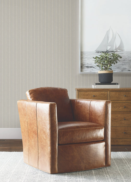 Elkan Stripe Beige Herringbone Wallpaper | York Wallcoverings