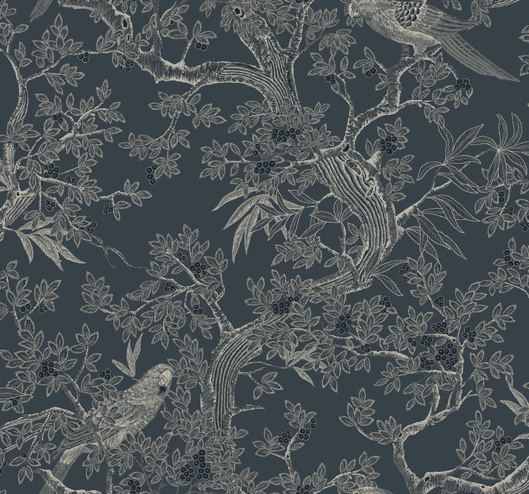 Regal Ridge Dark Blue Trailing Tree Wall | York Wallcoverings