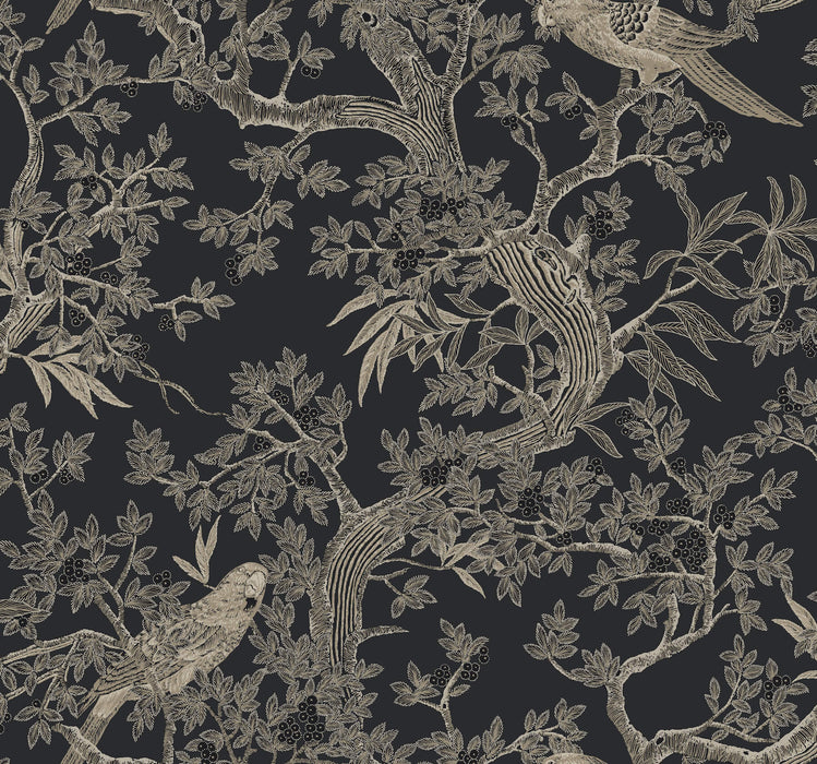 Regal Ridge Dark Blue Trailing Tree Wall | York Wallcoverings