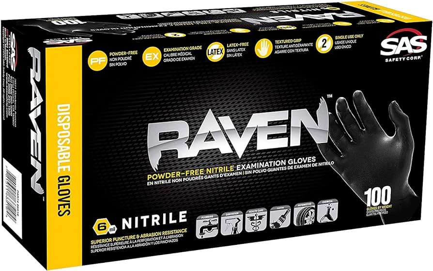 RAVEN Powder-Free Nitrile Disposable Gloves