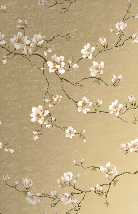 Moonlace Magnolia Specialty Wallpaper - Oro | Wallquest
