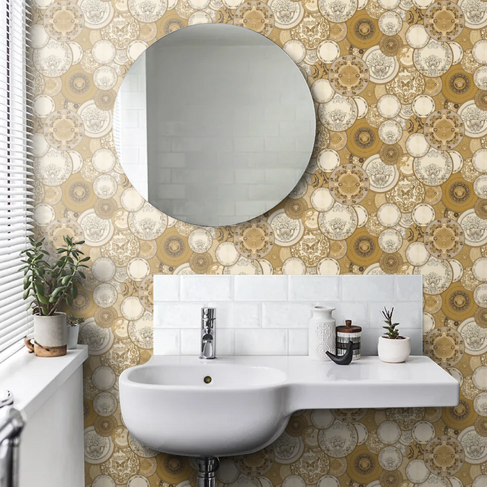 Art De La Table Wallpaper - Gold | Versace