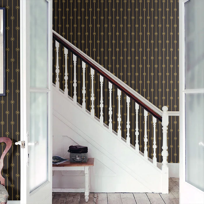 Baroque Stripe Wallpaper - Gold/White | Versace