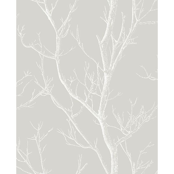 Brewster | Laelia Light Grey Silhouette Tree Wallpaper