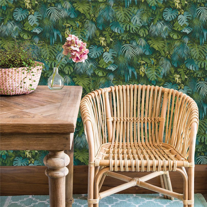 Brewster | Luana Blue Tropical Forest Wallpaper