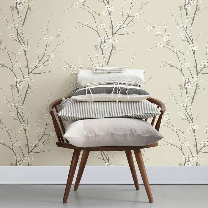 A-Street Monterey Ivory Floral Branch Wallpaper
