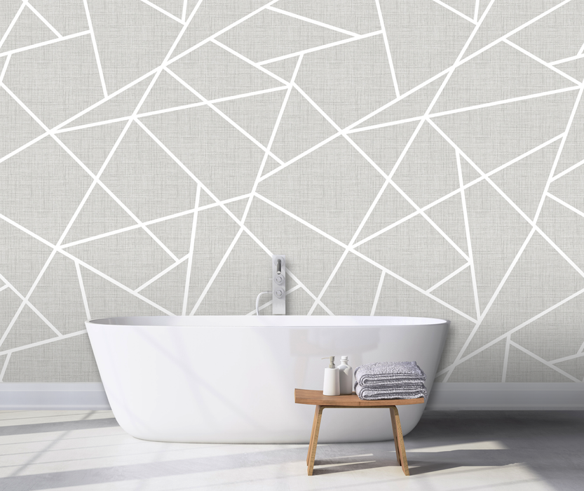Remix Walls | Modern Lines Mural Wallpaper White on Dove Grey