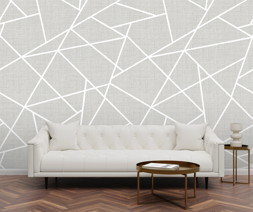 Remix Walls | Modern Lines Mural Wallpaper White on Dove Grey