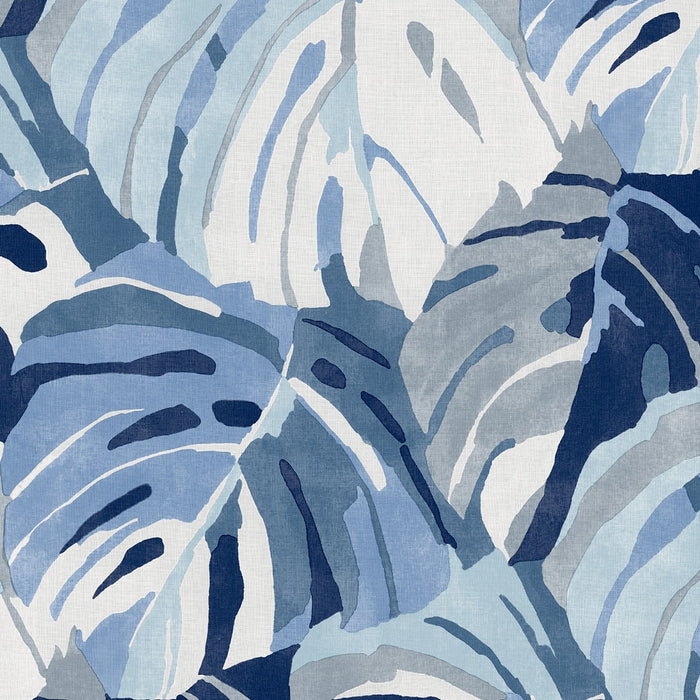 Samara Monstera Palm Leaves in Blue by A-Street Prints